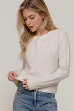 Load image into Gallery viewer, Gemma White | Pearl Embellished Sweater Cardigan