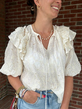 Load image into Gallery viewer, Eyelet lace Embroidered Blouse | Cream