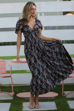 Load image into Gallery viewer, Midnights | Navy Floral smocked Dress flutter sleeve