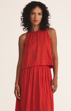 Load image into Gallery viewer, Fiore Crinkle Satin Tank Top | Cabana Red