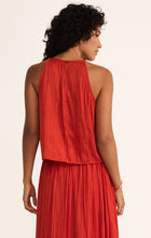Load image into Gallery viewer, Fiore Crinkle Satin Tank Top | Cabana Red
