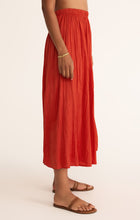 Load image into Gallery viewer, Nicoline Crinkle Midi Skirt | Cabana Red