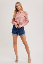 Load image into Gallery viewer, Eyelet Lace button Up Shirt | Rose
