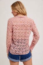 Load image into Gallery viewer, Eyelet Lace button Up Shirt | Rose