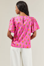 Load image into Gallery viewer, Fuchsia Floral Flutter Sleeve | Pink