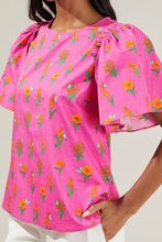 Load image into Gallery viewer, Fuchsia Floral Flutter Sleeve | Pink