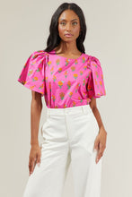 Load image into Gallery viewer, Fuchsia Floral Flutter Sleeve | Pink