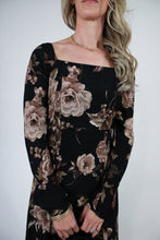 Load image into Gallery viewer, Kristin | Black Floral Long Sleeve Midi Dress