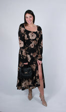 Load image into Gallery viewer, Kristin | Black Floral Long Sleeve Midi Dress
