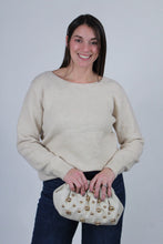 Load image into Gallery viewer, Carey Studded Clutch: Oatmilk