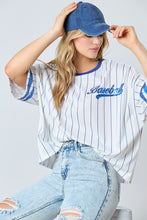 Load image into Gallery viewer, Striped Baseball Short Sleeve Top | Blue