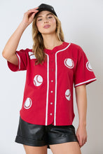 Load image into Gallery viewer, Sequin Baseball Jersey | Red