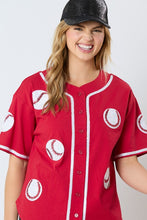 Load image into Gallery viewer, Sequin Baseball Jersey | Red