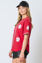 Load image into Gallery viewer, Sequin Baseball Jersey | Red