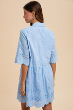 Load image into Gallery viewer, Jillian | Embroidered Scallop Edge Detail Mini Shirt Dress