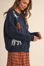 Load image into Gallery viewer, Dog Knit Sweater Cardigan | Navy
