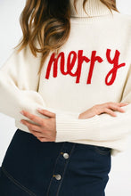 Load image into Gallery viewer, Merry Turtleneck Holiday Sweater | Winter White