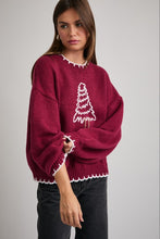 Load image into Gallery viewer, Christmas Tree Stitching Oversized Sweater | Red