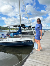 Load image into Gallery viewer, Sway Stripe Mini Dress | Navy White Striped