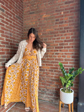 Load image into Gallery viewer, Amber | Mustard Floral Twist Keyhole Maxi