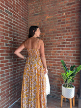 Load image into Gallery viewer, Amber | Mustard Floral Twist Keyhole Maxi