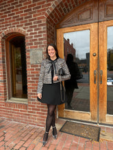 Load image into Gallery viewer, Lets Party Sequin Bow Tweed Jacket | Black gold