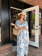 Load image into Gallery viewer, Kimono Sleeve Maxi Dress | Blue Floral