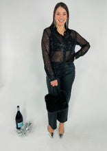 Load image into Gallery viewer, Life's a Party Black Sequin Button Down