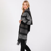 Load image into Gallery viewer, Fuzzy Striped Scarf | Black