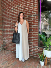 Load image into Gallery viewer, Cream Color Block Shift Maxi Dress