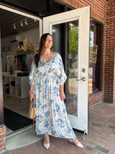 Load image into Gallery viewer, Kimono Sleeve Maxi Dress | Blue Floral