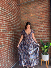 Load image into Gallery viewer, Midnights | Navy Floral smocked Dress flutter sleeve