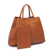 Load image into Gallery viewer, Ithaca Woven Vegan Leather Tote: Burgundy