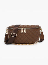Load image into Gallery viewer, Sylvie Quilted Belt Bag with Chain Strap: Chocolate