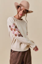 Load image into Gallery viewer, Erin | Oatmeal Floral Embroidered Sweater