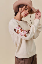 Load image into Gallery viewer, Erin | Oatmeal Floral Embroidered Sweater