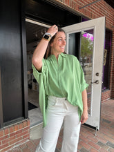 Load image into Gallery viewer, Solid collared dolman sleeve button up | Aloe