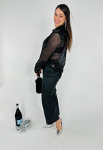 Load image into Gallery viewer, Life's a Party Black Sequin Button Down