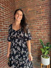 Load image into Gallery viewer, Maya | Black Floral smocked Dress