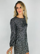Load image into Gallery viewer, black holiday dress with sequins for Christmas party