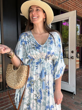 Load image into Gallery viewer, Kimono Sleeve Maxi Dress | Blue Floral