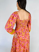 Load image into Gallery viewer, Long Sleeve Marigold Maxi Dress orange pink