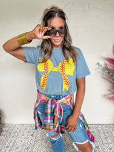 Load image into Gallery viewer, Softball Bow | Grey Graphic Tee