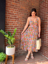 Load image into Gallery viewer, Twist Front Floral Ivory midi dress