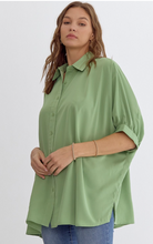 Load image into Gallery viewer, Solid collared dolman sleeve button up | Aloe