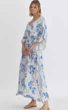 Load image into Gallery viewer, Kimono Sleeve Maxi Dress | Blue Floral