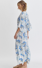 Load image into Gallery viewer, Kimono Sleeve Maxi Dress | Blue Floral