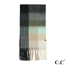 Load image into Gallery viewer, Fuzzy Checkered Scarf | Black