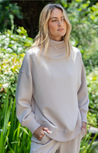 Load image into Gallery viewer, Maddie | Scuba Ribbed Mock Neck Pullover | Mocha Cream