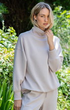 Load image into Gallery viewer, Maddie | Scuba Ribbed Mock Neck Pullover | Mocha Cream